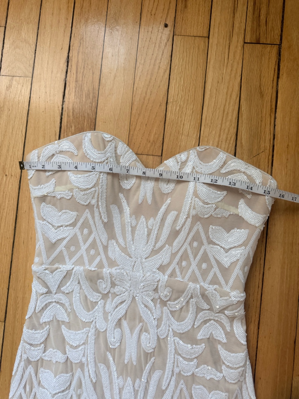 Strapless Ivory Lace Mermaid Evening Dress - Picture 5 of 9